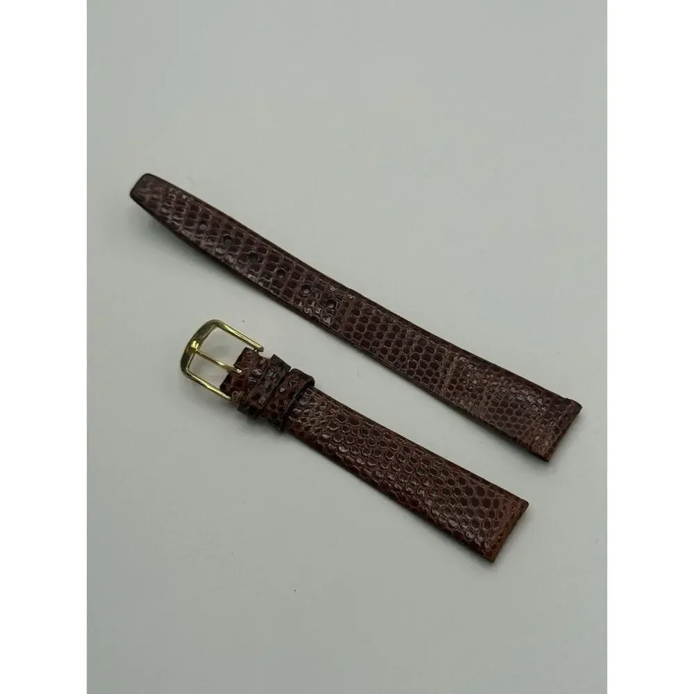 13mm Kreisler Honey Brown Lizard NOS Vintage Watch Band & Gold-Tone Buckle